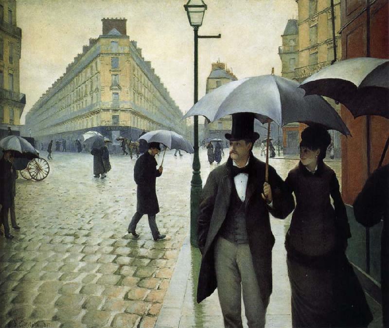 Gustave Caillebotte The raining at Paris street oil painting picture